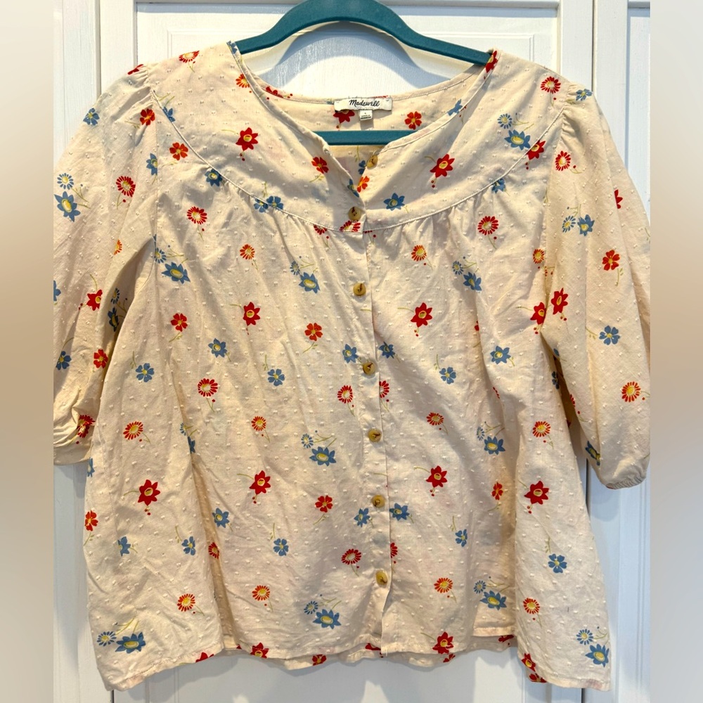 Madewell Floral Short Sleeve Blouse